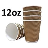 100 X 12oz / 360ml Kraft triple walled disposable paper ripple cups by Halma