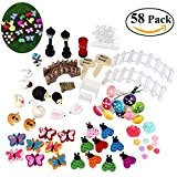 BESTOMZ 58 pcs Miniature Fairy Garden Ornament Dollhouse DIY Kit Décor