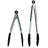iNeibo Kitchen Premium Silicone Tongs - Pack of 2, 9"and 12" - Non-slip & Easy Grip Stainless Steel Handle - ...
