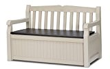 Keter Eden Bench Box Storage Container Outdoor Garden Furniture 265 L - Beige and Brown