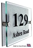 Premier Quality,Glass Look Acrylic Personalised House number Sign | 10 Year Guarantee | 2 Part Branded Acrylic with choice of ...