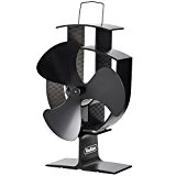 VonHaus 3 Blade Heat Powered Stove Fan for Wood/ Log Burner - Black Steel